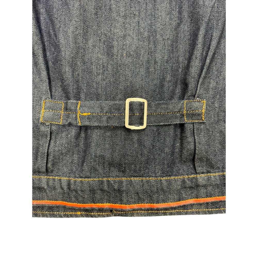 Evisu Denim Jacket Mens XL Indigo Blue Excellent No 3 Lot 1008 Zip Pocket Cinch - Picture 10 of 11